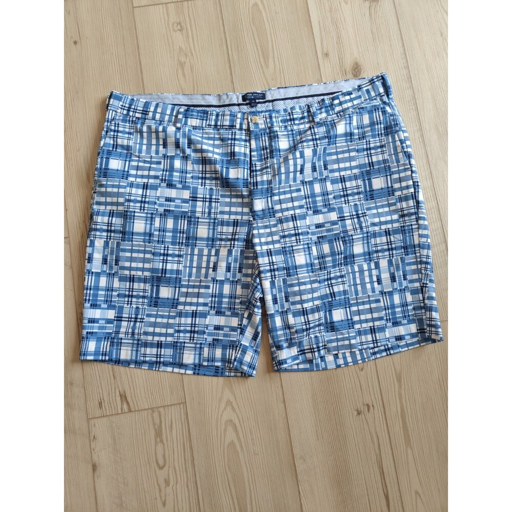Peter Millar Crown Crafted Performance Golf Geometric Print Shorts 44 Blue